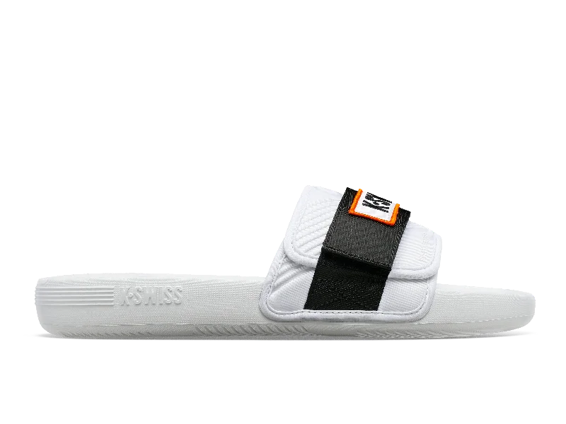 Men's sandals with a decorative buckle or charm08716-102-M | STRAP SANDAL X MCLAREN | WHITE /BLACK /PAPAYA Men's sandals with a decorative buckle or charm08716-102-M | STRAP SANDAL X MCLAREN | WHITE /BLACK /PAPAYA