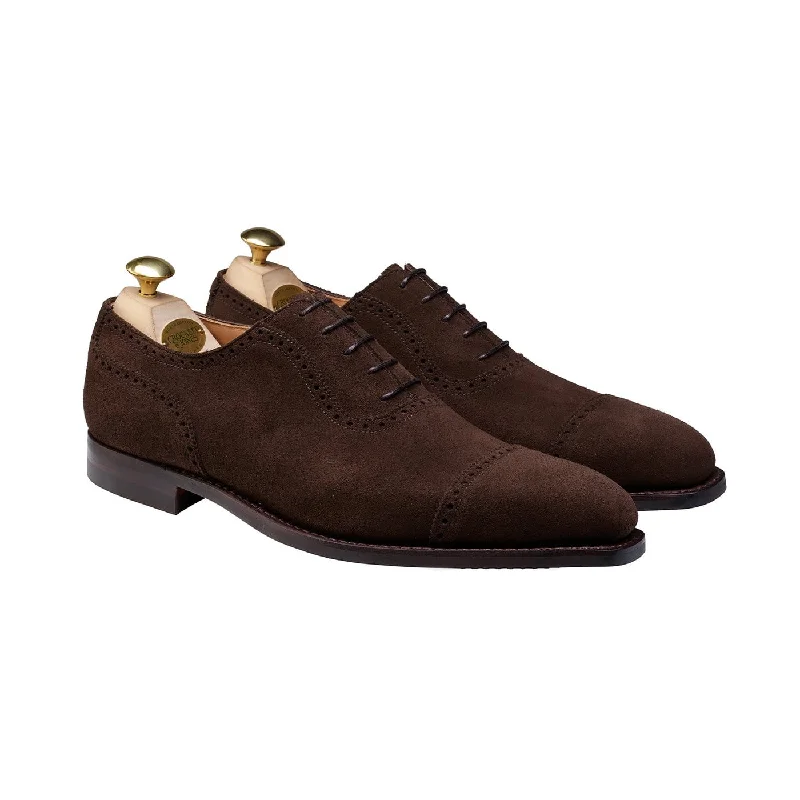 Men's Oxfords with a perforated leather strap for ventilationWestbourne Dark Brown Calf Suede Men's Oxfords with a perforated leather strap for ventilationWestbourne Dark Brown Calf Suede