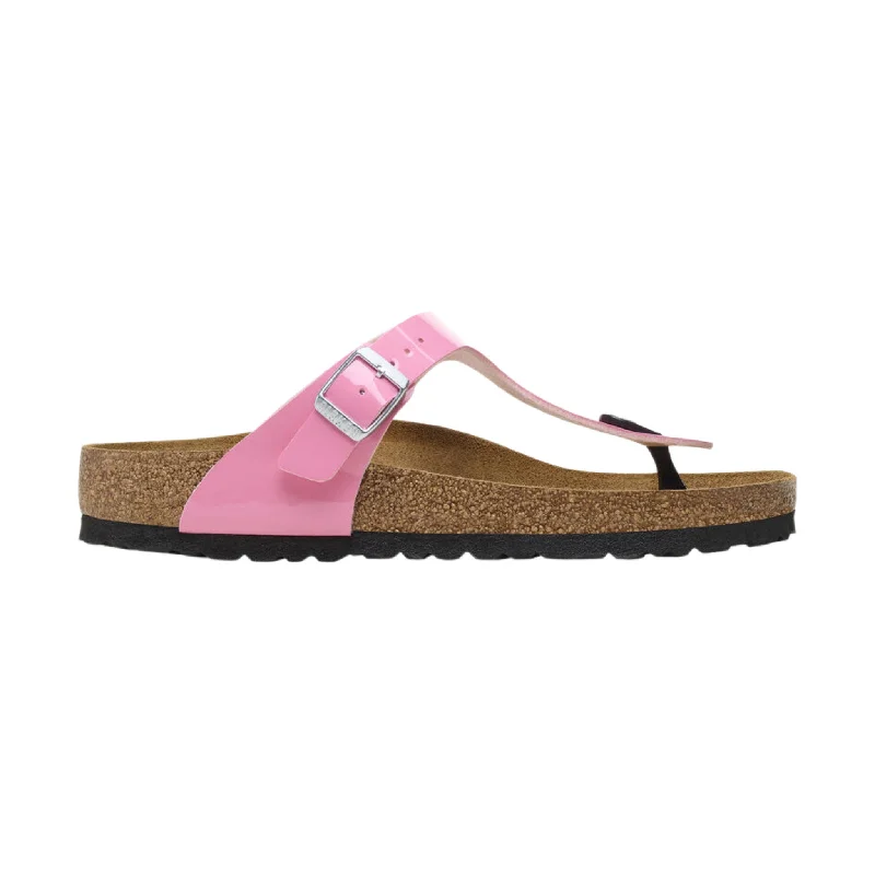 Men's sandals with a decorative buckle or charmBirkenstock Gizeh Birko Flor Patent Sandal - Candy Pink/Black - ONLINE STORE CREDIT/EXCHANGE ONLY Men's sandals with a decorative buckle or charmBirkenstock Gizeh Birko Flor Patent Sandal - Candy Pink/Black - ONLINE STORE CREDIT/EXCHANGE ONLY