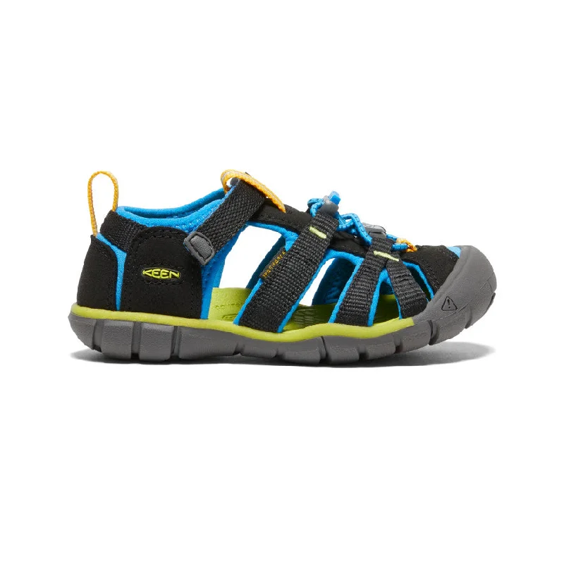 Men's sandals with a decorative buckle or charmLittle Kids' Seacamp II CNX | Black/Brilliant Blue Men's sandals with a decorative buckle or charmLittle Kids' Seacamp II CNX | Black/Brilliant Blue