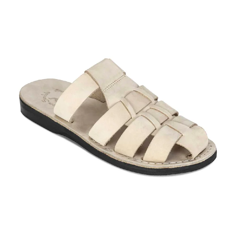 Men's sandals in a neutral color like black or brownMichael Slide - Leather Pacific Slide Sandal | White Nubuck Men's sandals in a neutral color like black or brownMichael Slide - Leather Pacific Slide Sandal | White Nubuck