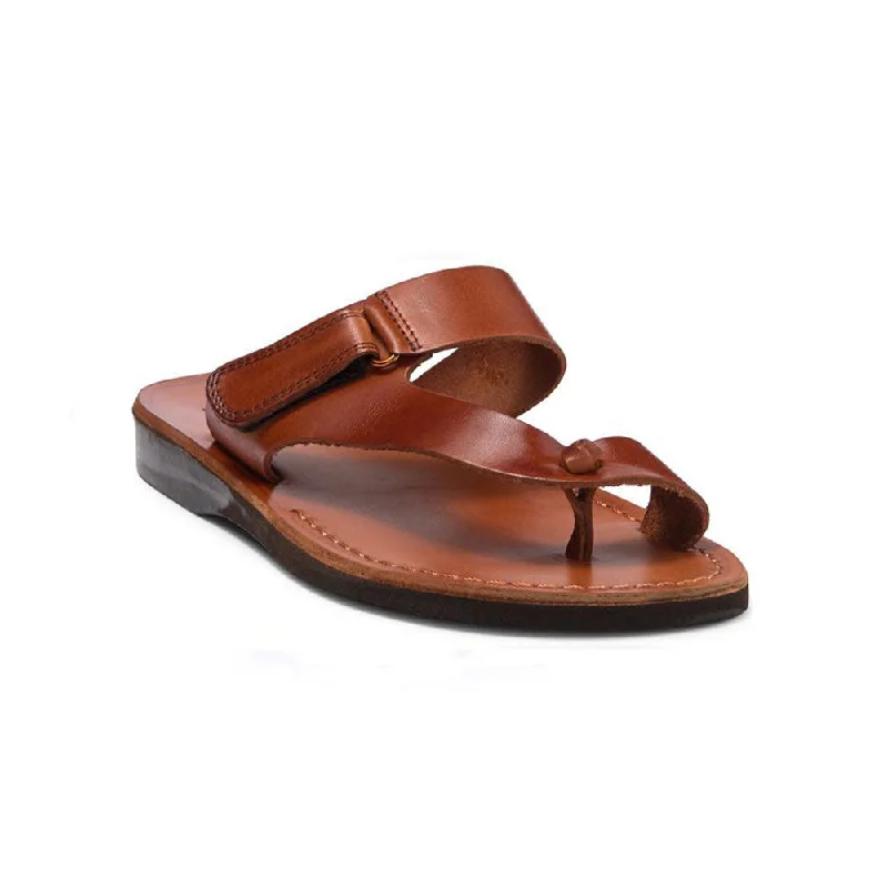 Men's sandals with a wide strap for supportRafael - Leather Velcro Strap Sandal | Honey Men's sandals with a wide strap for supportRafael - Leather Velcro Strap Sandal | Honey