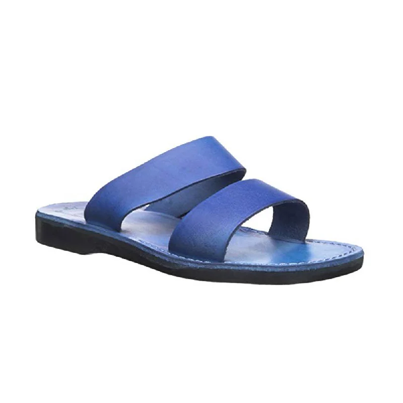 Men's leather sandals with an adjustable strapAviv - Leather Double Strap Sandal | Blue Men's leather sandals with an adjustable strapAviv - Leather Double Strap Sandal | Blue