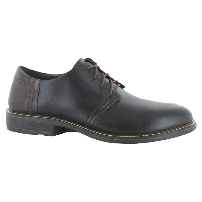 Men's Oxfords with a perforated leather strap for ventilationMens Naot Chief Black Raven/Walnut Men's Oxfords with a perforated leather strap for ventilationMens Naot Chief Black Raven/Walnut