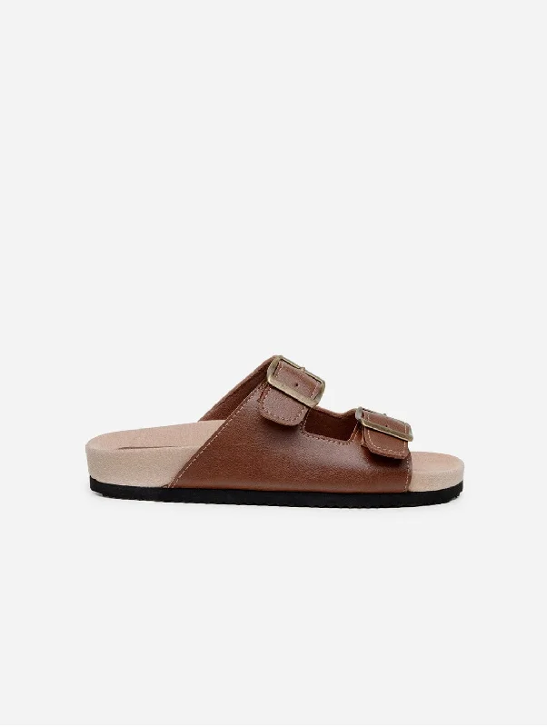 Men's leather sandals with an adjustable strapTruda Unisex Vegan Leather Two-Strap Sandals | Chestnut Brown Men's leather sandals with an adjustable strapTruda Unisex Vegan Leather Two-Strap Sandals | Chestnut Brown