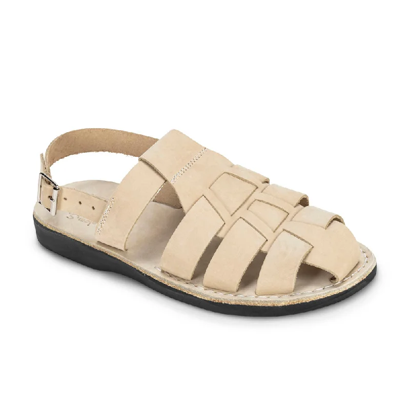 Men's sandals with a removable insole for cleaningMichael - Closed Toe Leather Fisherman Sandal | White Nubuck Men's sandals with a removable insole for cleaningMichael - Closed Toe Leather Fisherman Sandal | White Nubuck