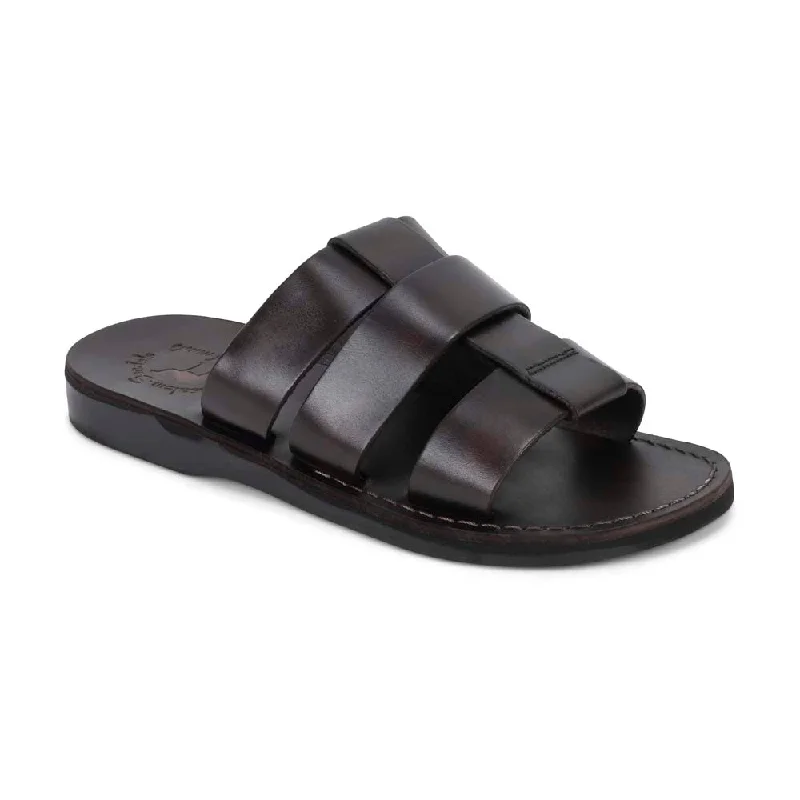 Men's sandals with a stretchy strap for a better fitMicah - Leather Double Strap Sandal | Brown Men's sandals with a stretchy strap for a better fitMicah - Leather Double Strap Sandal | Brown