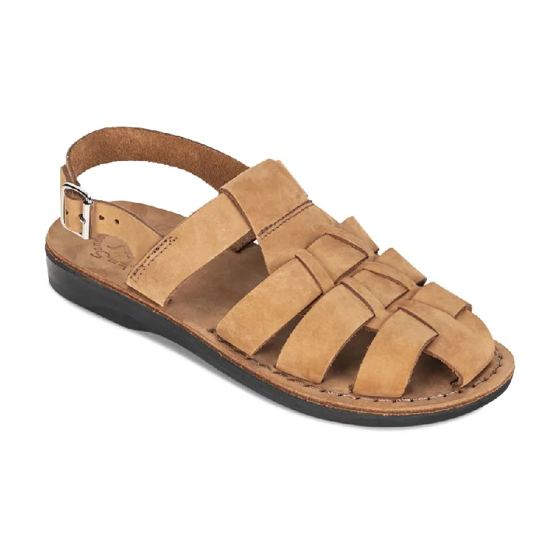 Men's sandals with a buckle closureMichael - Slingback Leather Fisherman Sandal | Camel Brown Nubuck Men's sandals with a buckle closureMichael - Slingback Leather Fisherman Sandal | Camel Brown Nubuck