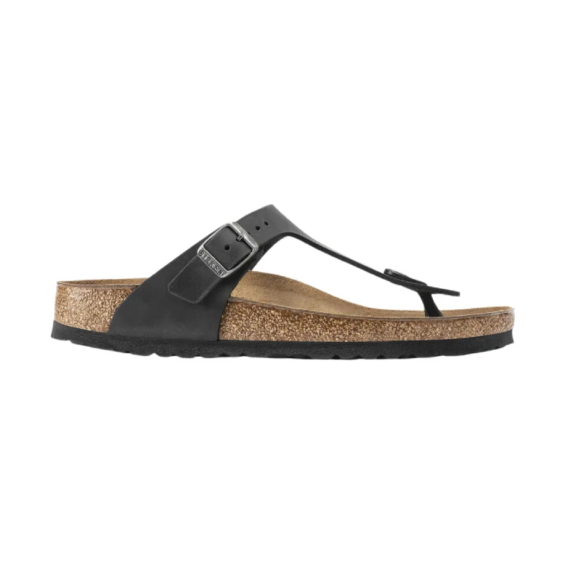 Men's leather sandals with an adjustable strapBirkenstock Gizeh Sandal - Oiled Leather Black Men's leather sandals with an adjustable strapBirkenstock Gizeh Sandal - Oiled Leather Black