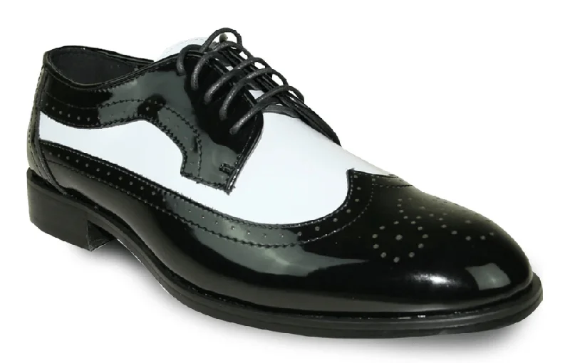 Men's Oxford shoes with a shock - absorbing insole and a leather liningBravo Jean Yves JY03 Black and White Wingtip Men's Oxford shoes with a shock - absorbing insole and a leather liningBravo Jean Yves JY03 Black and White Wingtip