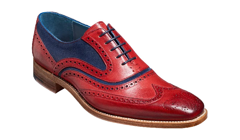 Men's Oxford shoes with a shock - absorbing insole and a leather liningMcclean - Red Hand Painted / Navy Suede Men's Oxford shoes with a shock - absorbing insole and a leather liningMcclean - Red Hand Painted / Navy Suede