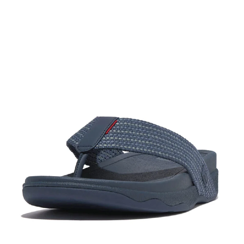 Men's sandals with a padded heelFitFlop Men's Surfer Weave Stripe Sandals - Teal Blue Mix Men's sandals with a padded heelFitFlop Men's Surfer Weave Stripe Sandals - Teal Blue Mix
