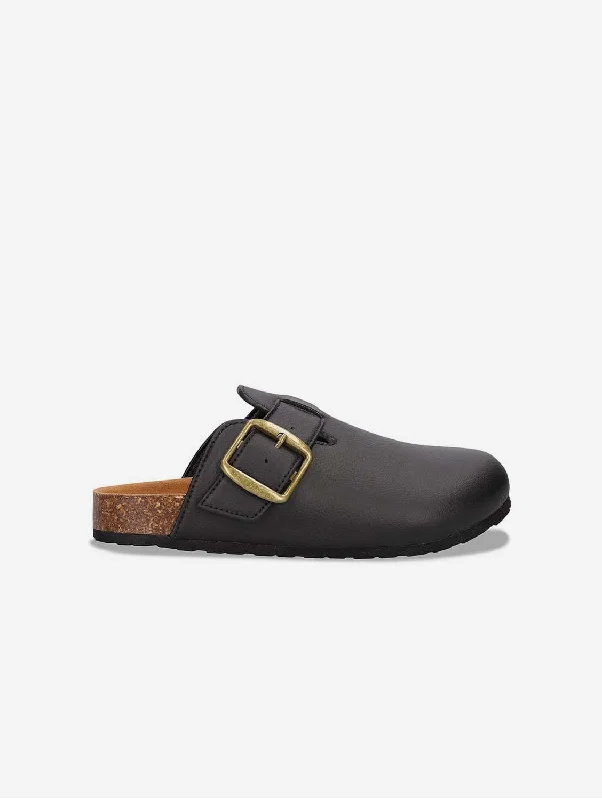 Men's sandals with a toe post designPoda Unisex Vegan Apple Leather Mule Sandals | Black Men's sandals with a toe post designPoda Unisex Vegan Apple Leather Mule Sandals | Black