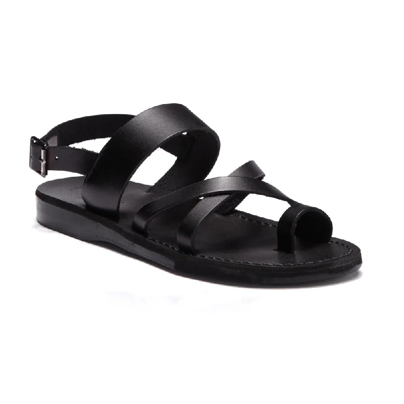 Men's sandals with a leather lining for comfortAmos - Leather Ankle Strap Flat Sandal | Black Men's sandals with a leather lining for comfortAmos - Leather Ankle Strap Flat Sandal | Black