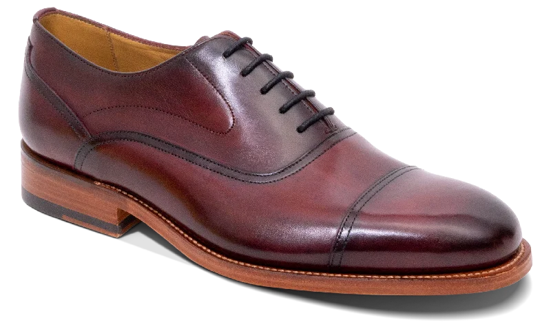 Men's Oxfords with a cap - toe design and a rubber heelCherwell- Hand Brushed Burgundy Men's Oxfords with a cap - toe design and a rubber heelCherwell- Hand Brushed Burgundy