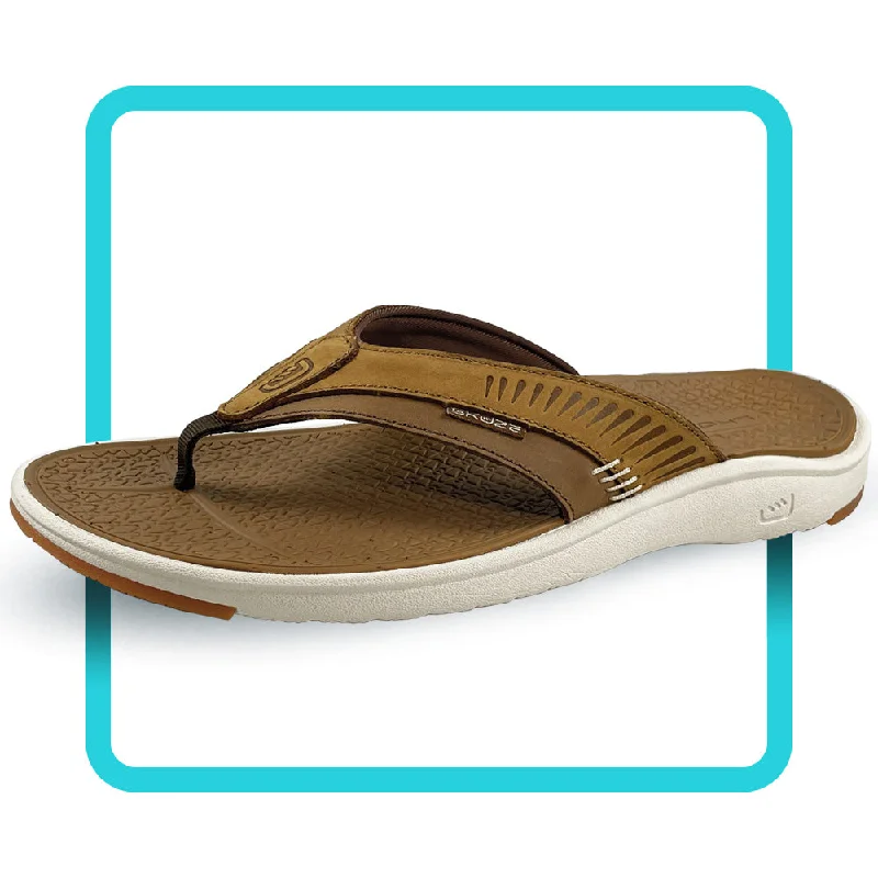 Men's sandals with a contrast stitching detailStingray by Skuze Shoes - Tan & Brown
