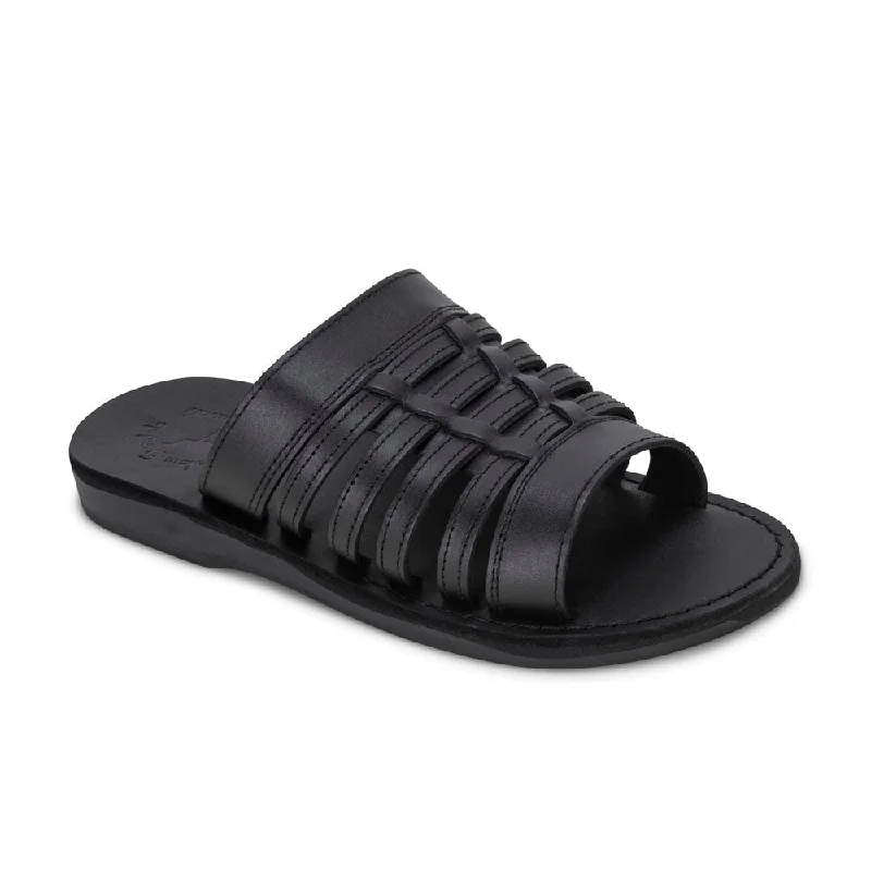 Men's sandals with a leather lining for comfortAdam - Caged Leather Slide Sandal | Black Men's sandals with a leather lining for comfortAdam - Caged Leather Slide Sandal | Black