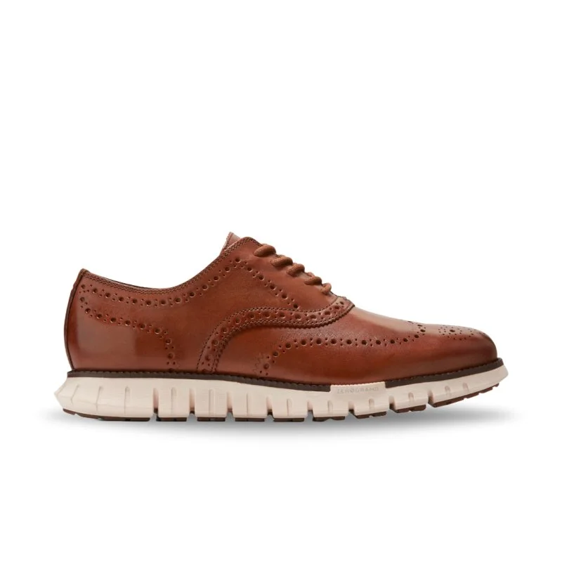 Men's Oxfords with a low - heeled design and a square toeCole Haan Men's ZEROGRAND Remastered Wingtip - British Tan/Ivory Men's Oxfords with a low - heeled design and a square toeCole Haan Men's ZEROGRAND Remastered Wingtip - British Tan/Ivory