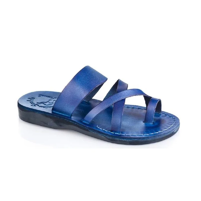 Men's sandals with a perforated leather upper for ventilationThe Good Shepherd - Leather Toe Loop Slide | Blue Men's sandals with a perforated leather upper for ventilationThe Good Shepherd - Leather Toe Loop Slide | Blue