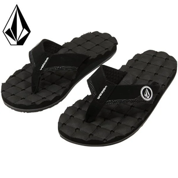 Men's sandals with a leather lining for comfortVolcom Recliner Men's Sandal - Black White Men's sandals with a leather lining for comfortVolcom Recliner Men's Sandal - Black White