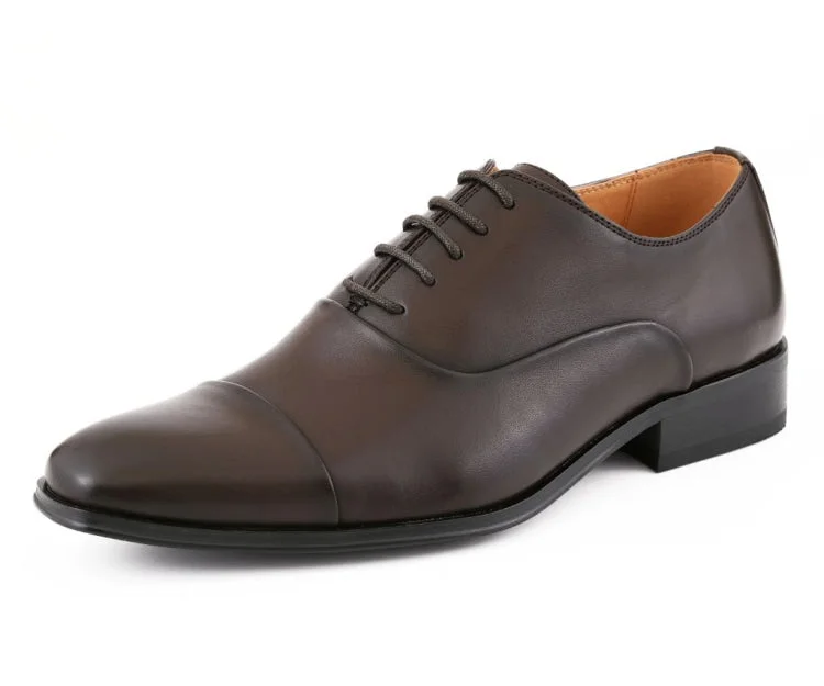 Men's leather formal Oxford shoes with a cap toe Men's leather formal Oxford shoes with a cap toe Zyon Brown Men's leather formal Oxford shoes with a cap toe Men's leather formal Oxford shoes with a cap toe Zyon Brown