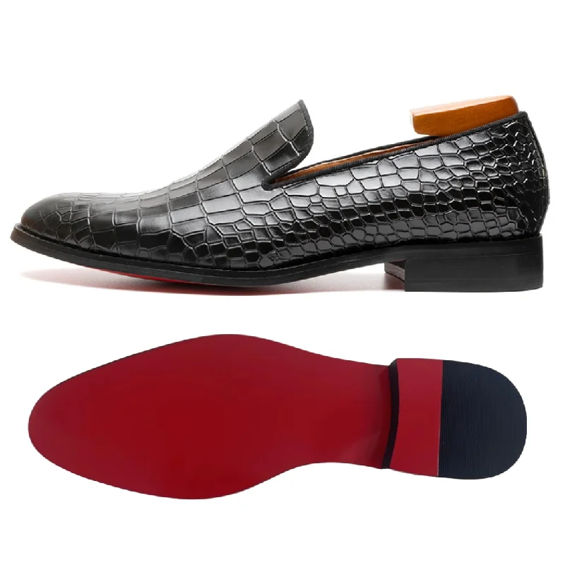 Men's loafers with a cushioned footbed Men's loafers with a cushioned footbed Rossi Luxx3 - Red bottom sole Crocodile Pattern Leather Loafers Men's loafers with a cushioned footbed Men's loafers with a cushioned footbed Rossi Luxx3 - Red bottom sole Crocodile Pattern Leather Loafers