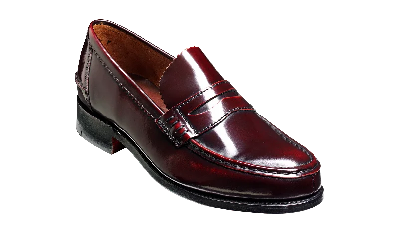 Men's loafers with a low - heeled design Men's loafers with a low - heeled design Barker Caruso Classic Penny Loafer - Hi Shine Burgundy Men's loafers with a low - heeled design Men's loafers with a low - heeled design Barker Caruso Classic Penny Loafer - Hi Shine Burgundy