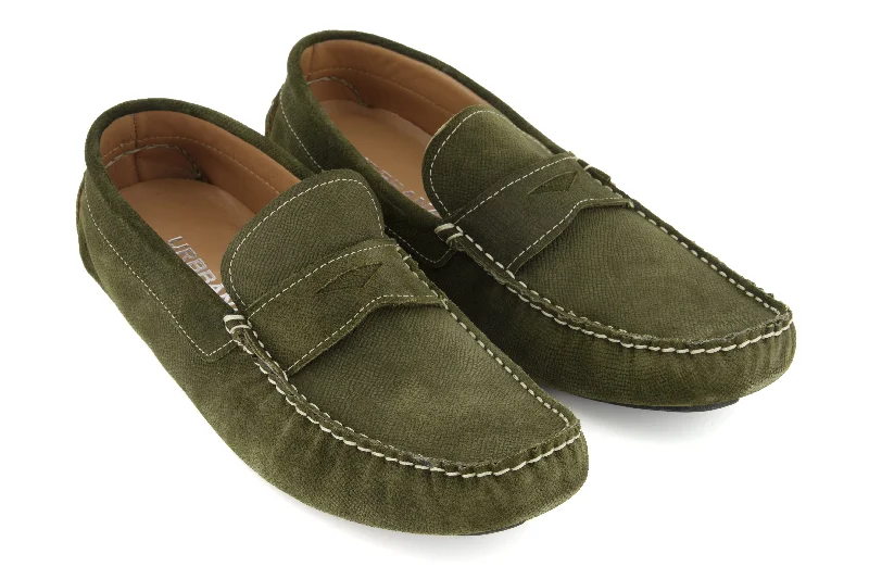 Men's loafers with a cushioned footbed Men's loafers with a cushioned footbed Portofino Driving Loafers - Green Suede Men's loafers with a cushioned footbed Men's loafers with a cushioned footbed Portofino Driving Loafers - Green Suede