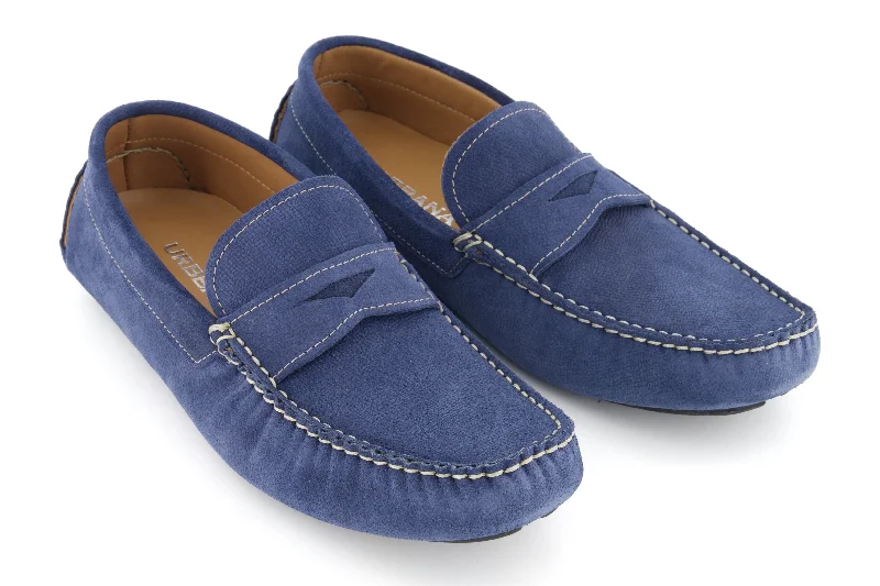 Men's loafers with a low - heeled design Men's loafers with a low - heeled design Portofino Driving loafers - Blue suede