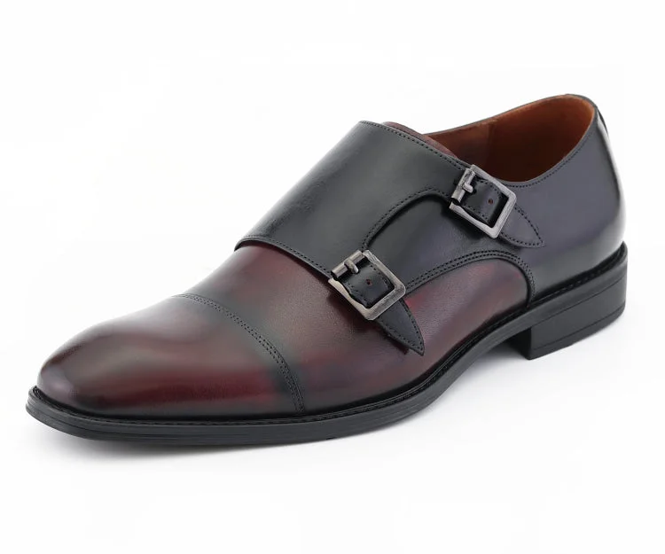 Men's formal shoes with a double monk strap Men's formal shoes with a double monk strap AG1222 Burgundy Men's formal shoes with a double monk strap Men's formal shoes with a double monk strap AG1222 Burgundy