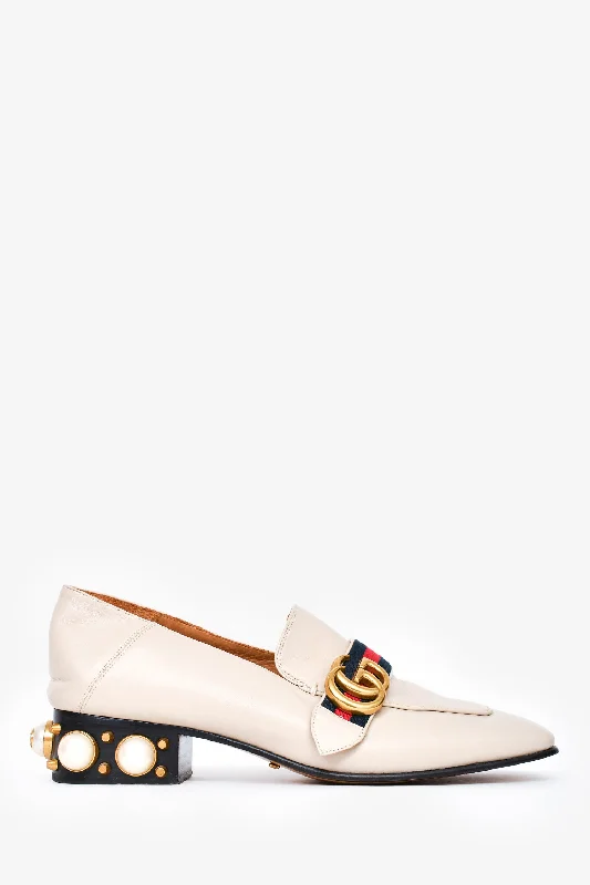 Men's loafers with a low - heeled design Men's loafers with a low - heeled design Gucci Off White Leather GG Peyton Pearl Loafers Size 39 Men's loafers with a low - heeled design Men's loafers with a low - heeled design Gucci Off White Leather GG Peyton Pearl Loafers Size 39