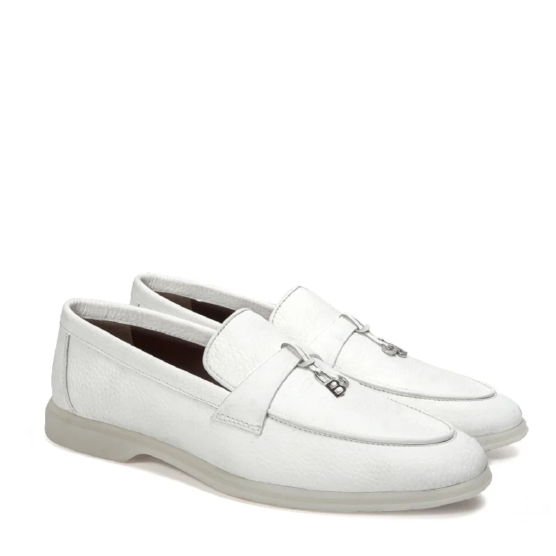 Men's loafers with a moc - toe design Men's loafers with a moc - toe design Textured White Yacht Loafer Men's loafers with a moc - toe design Men's loafers with a moc - toe design Textured White Yacht Loafer