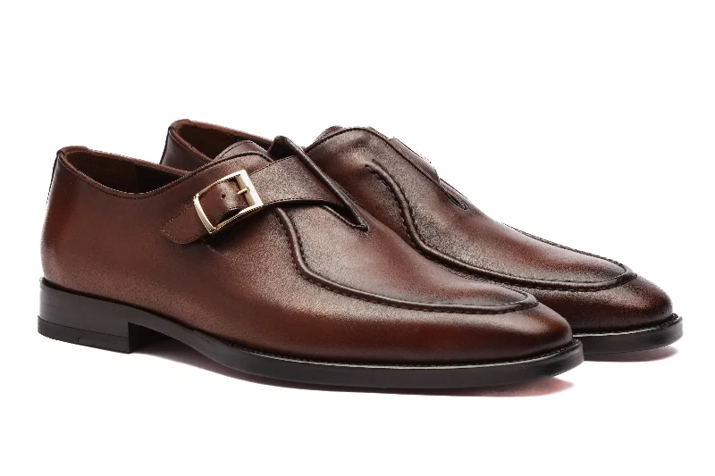 Men's leather loafers with a penny slot Men's leather loafers with a penny slot Single Monk Loafers - Cognac Men's leather loafers with a penny slot Men's leather loafers with a penny slot Single Monk Loafers - Cognac